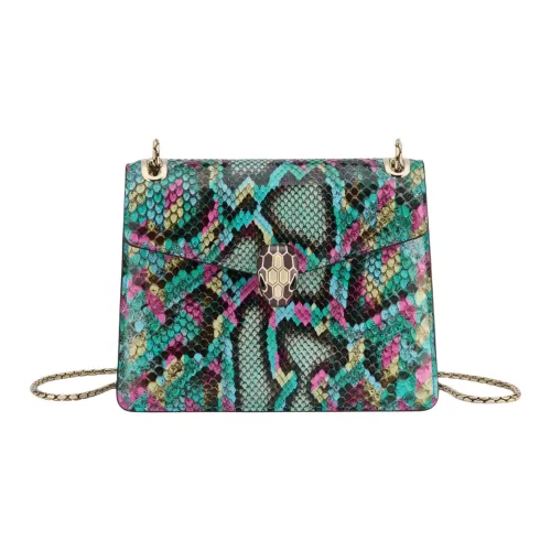 BVLGARI Serpenti Forever Python Skin Crossbody Bag Shoulder Bag Women's Multicolor