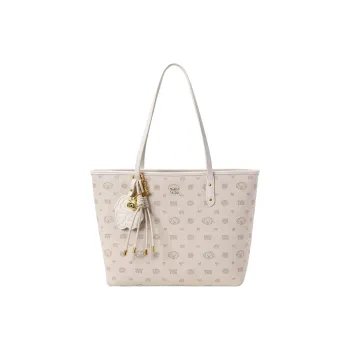 PAYOT Microfiber Synthetic Leather Tote Bag, Shopping Bag, Shoulder Bag Women's Ecru