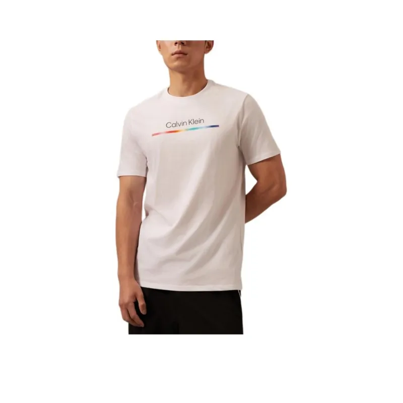 CALVIN KLEIN Rainbow Series T Shirt Men's Moon White-0