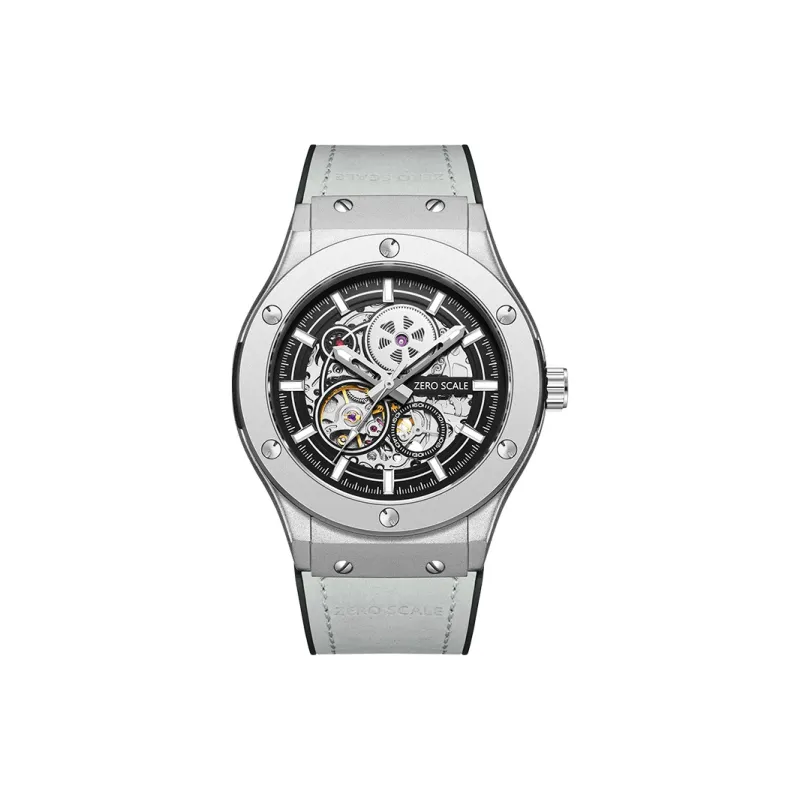 Zero Scale Star Track Zero Gravity Collection Mechanical Movement Rubber Strap Watch Men's Watches Cut Out Dial-0