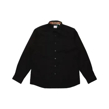 Burberry Slim Fit Monogram Motif Stretch Cotton Poplin Shirt