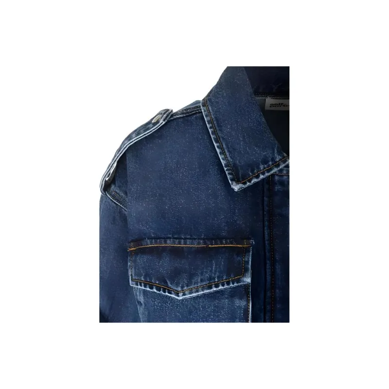 Self portrait Denim Utility Cropped Jacket-3