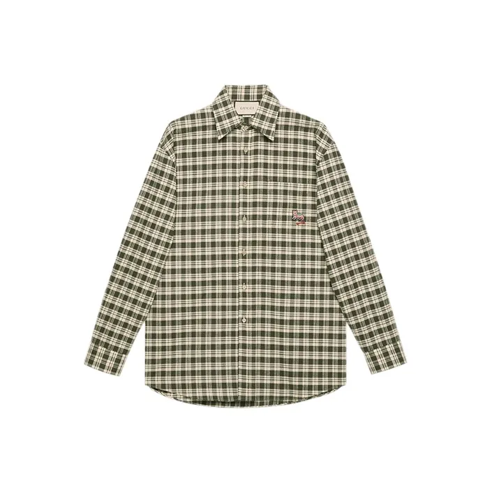 GUCCI Cat patch Checked Shirt-0