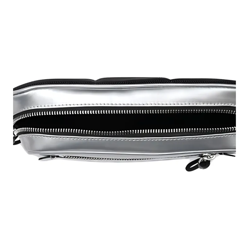 Burberry Cow Leather Fanny Pack Men's Silver-4