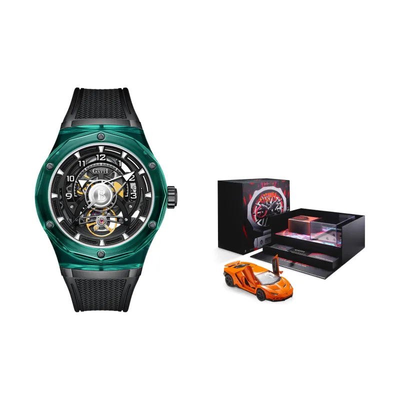 BONEST GATTI Automatic Mechanical Movement Rubber Strap Watch Men's Watches Black Dial-17