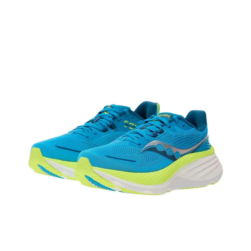 Saucony Hurricane 24 Anti Slip Wear Resistant Low Top Running Shoes Men's Blue Green-2