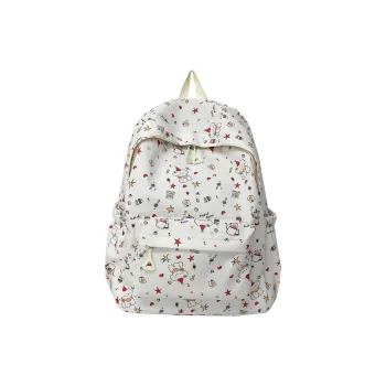 KINMAC Composite Cloth Backpack Unisex White Santa Hat/White Puppy/Green Bowknot