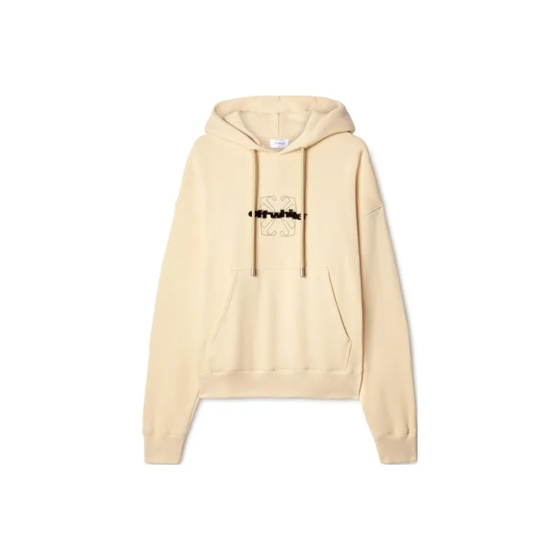 OFF WHITE Logo Flocked Drawstring Hoodie-0