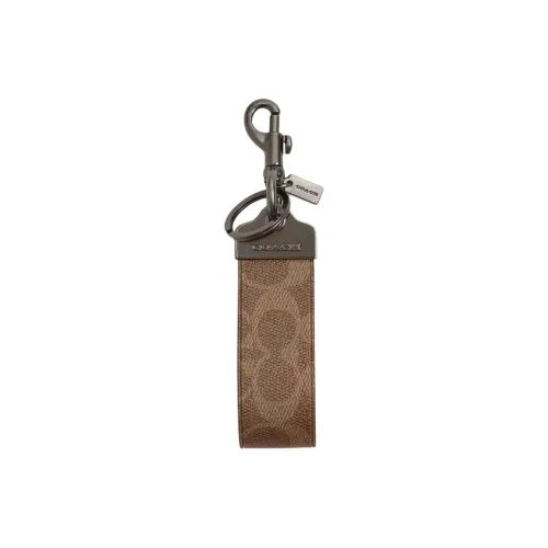COACH Calfskin Keychains Men's Brown