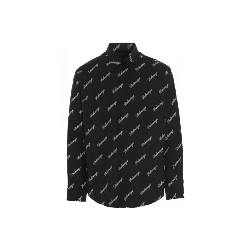 Balenciaga All Over Logo Button Down Shirt