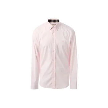 Burberry Mens Point Collar Single-Breasted Long-Sleeve Shirt Light Pink