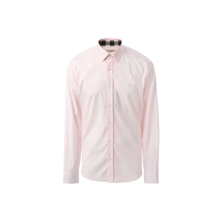 Burberry Mens Point Collar Single-Breasted Long-Sleeve Shirt Light Pink-0