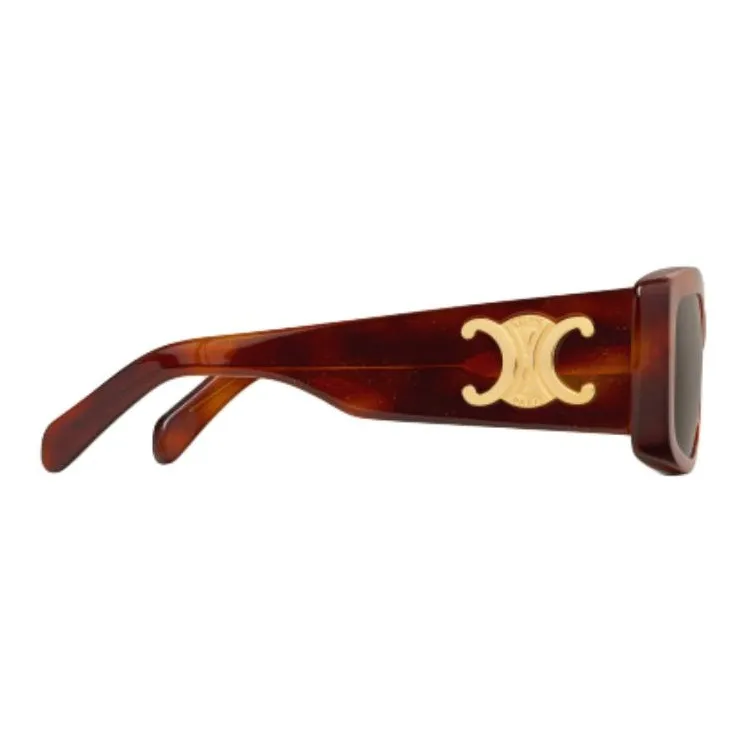 CELINE Acetate Rectangular Sunglasses Women's Brown-2