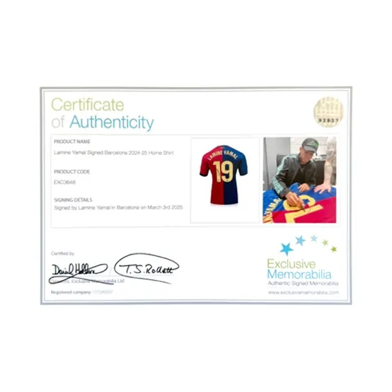 Three For FC Barcelona Jersey EM Certificate, Deluxe Mounting, Outer Frame Approx. 65x85cm Unisex-4
