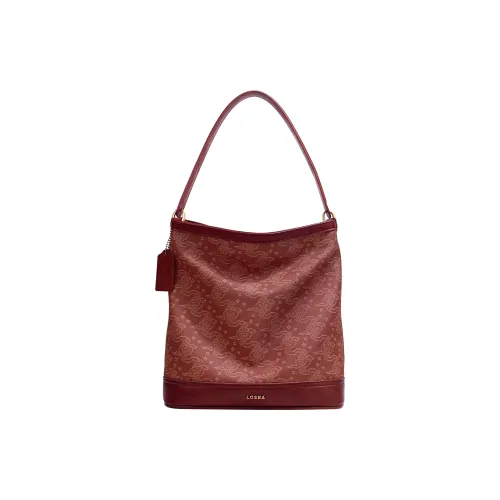 LOSEA Leather Bucket Bag, Shoulder Bag Women's Vermilion/Tea Dust Brown