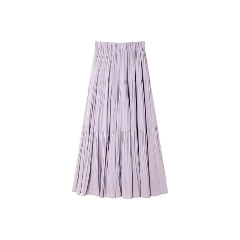 FOASIS Casual Long Skirt Women's Light Purple-1