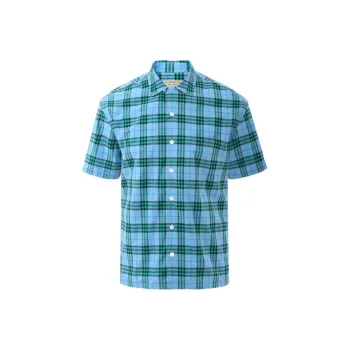 Burberry Shirts Men Blue Green Plaid