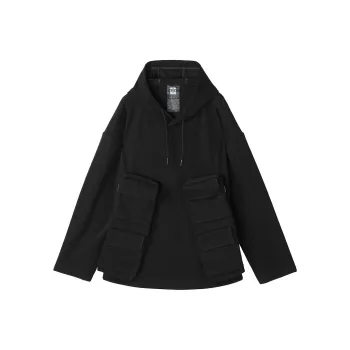 NORVINCY Loose Fit Casual Outerwear Hooded Wasteland Style Solid Color Sweatshirt Unisex