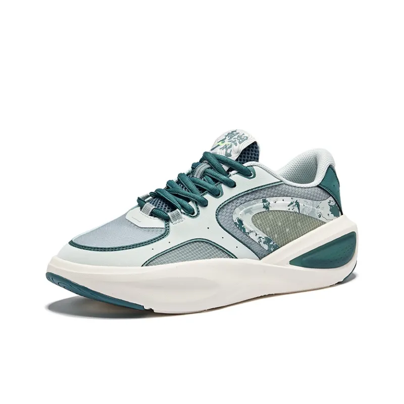Erke Abrasion Resistant Breathable Slip Resistant Low Top Casual Shoes Men's Gravel Light Gray Green-2