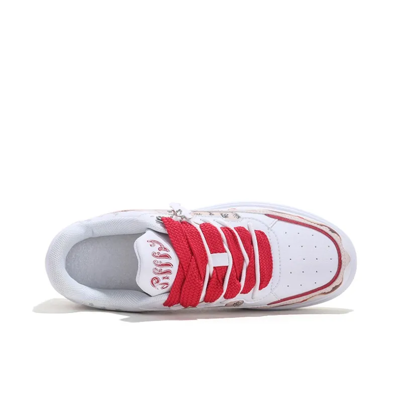 BULIANGREN x Jifffly Slip Resistant Cushioning Low Top Skateboard Shoes Unisex White-3