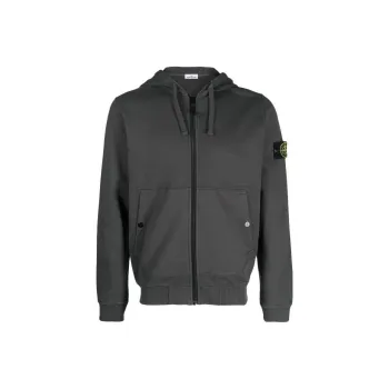 STONE ISLAND Logo Patch Zip Up Hoodie