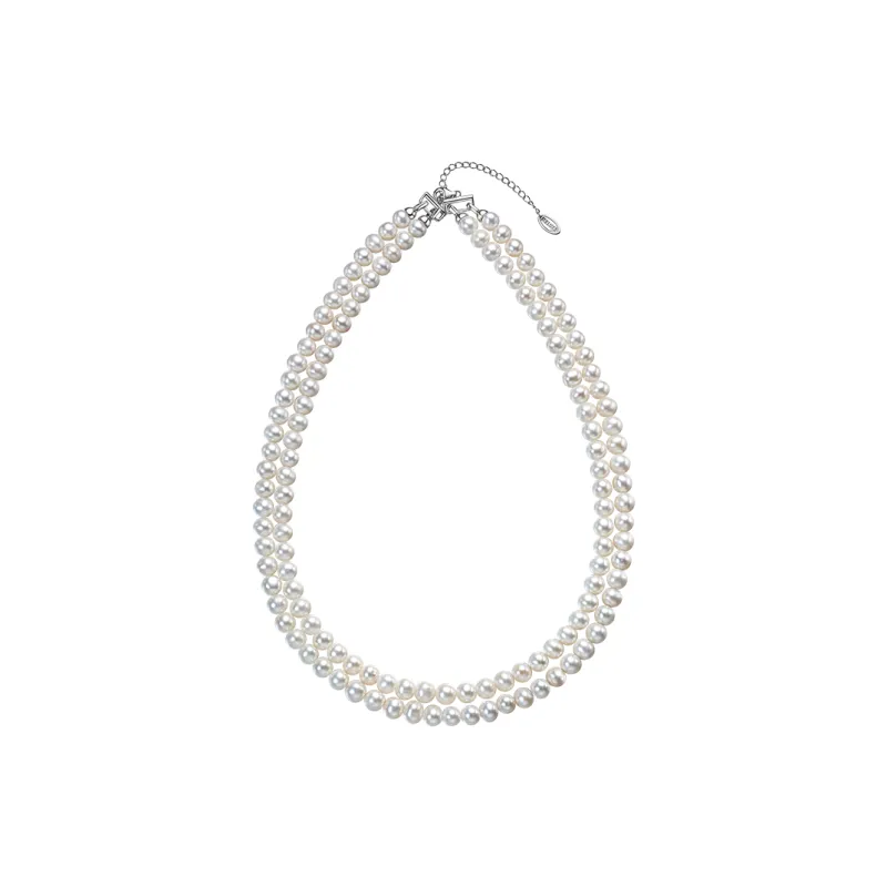 ME LUXE Pearl Double Layer Buckle Necklace, Elegant And Dignified Women's-0
