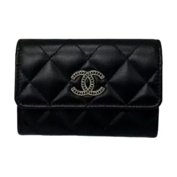 CHANEL Logo Wallet Women's Black
