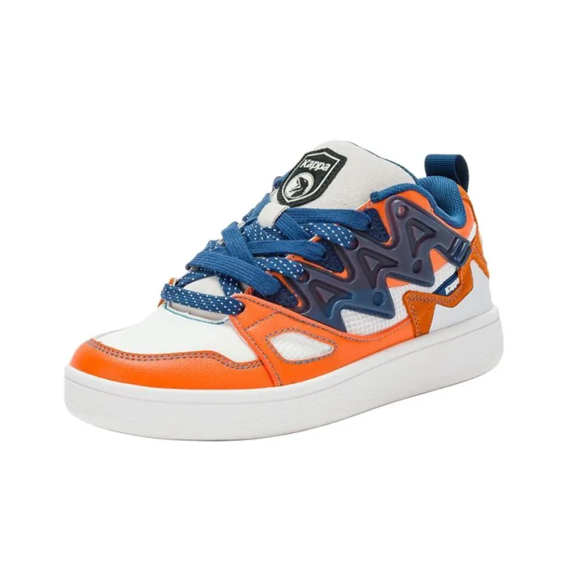 COPPOLELLA x Kappa Abrasion Resistant Low Top Skateboard Shoes Unisex White Orange Blue-1