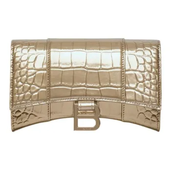 Balenciaga Hourglass Calfskin Shoulder Bag, Crossbody Bag, Wallet Women's Light Gold