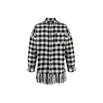 PALM ANGELS Fringed Check Shirt Jacket