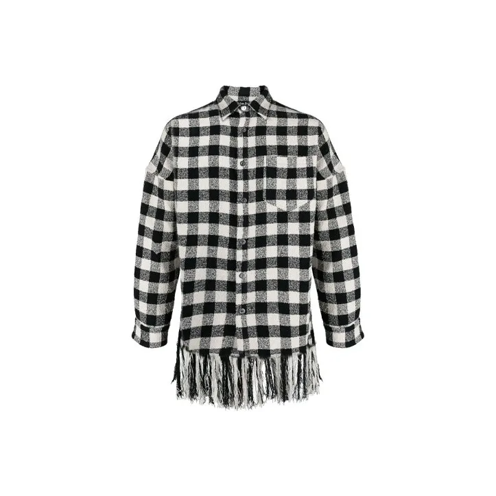PALM ANGELS Fringed Check Shirt Jacket-0