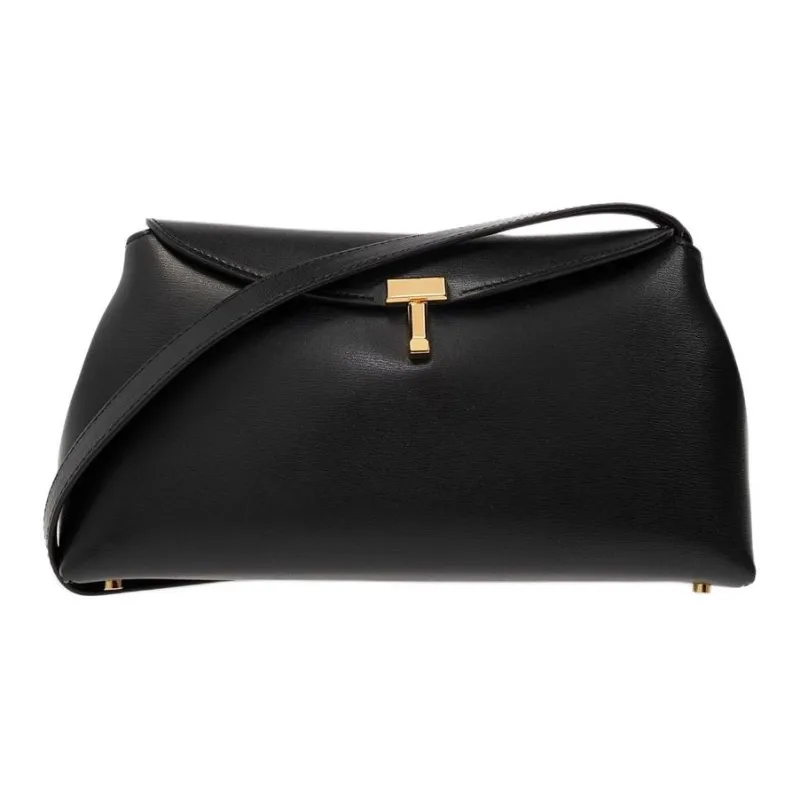 TOTEME T Lock Leather Crossbody Bag, Shoulder Bag Women's Black-0