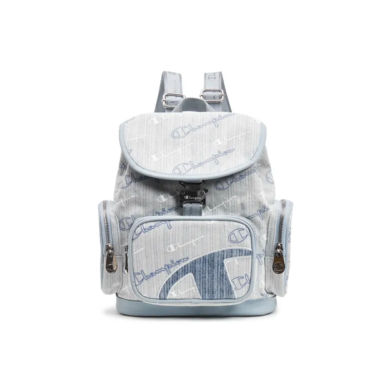 Champion Fabric, Synthetic Leather Backpack Women's Light Blue Denim/Dark Blue Denim-0