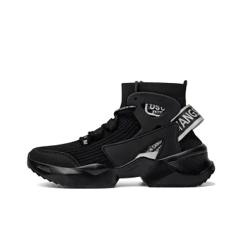 BIANSULONG Slip Resistant Support Height Increasing High Top Chunky Sneakers Unisex Black