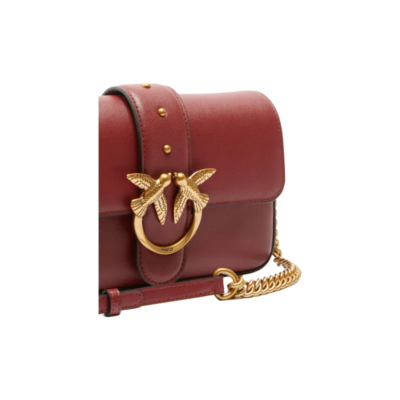 PINKO Love Bag Cow Leather Shoulder Bag Mini Women's Red-2