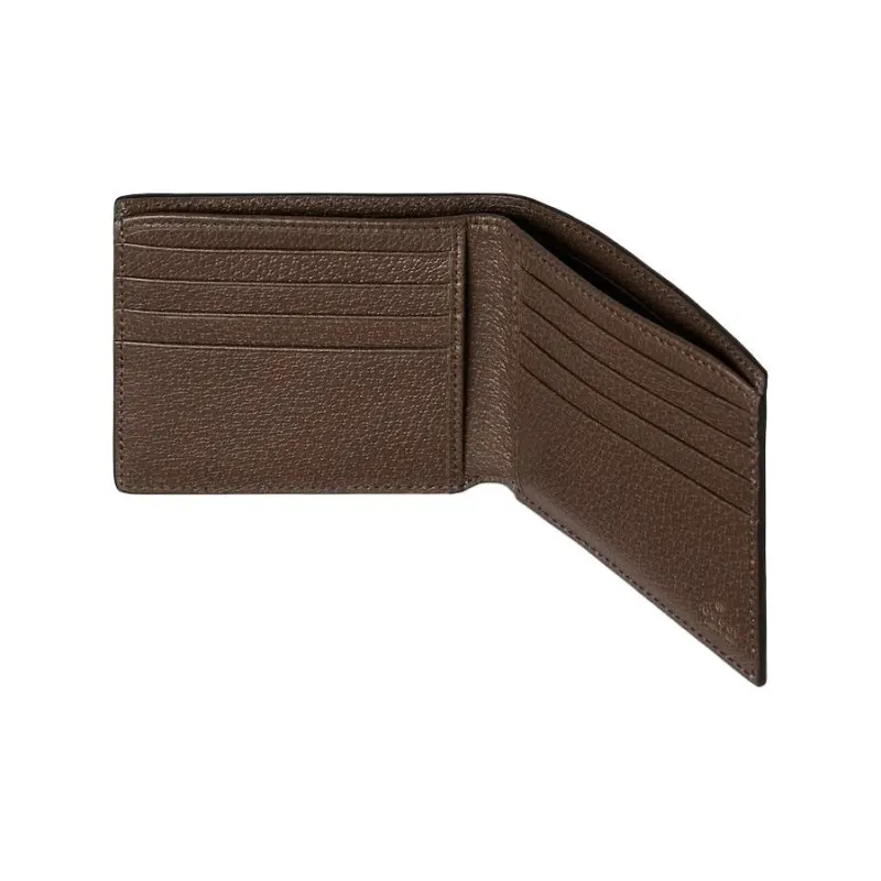 GUCCI Canvas Wallet Women's Beige & Dark Brown-4
