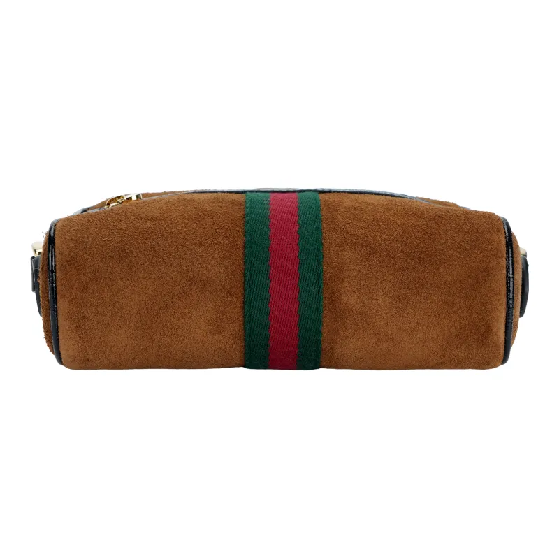 GUCCI Patent Leather Binding Suede Camera Bag, Shoulder Bag, Crossbody Bag Mini Women's Brown/Black-3