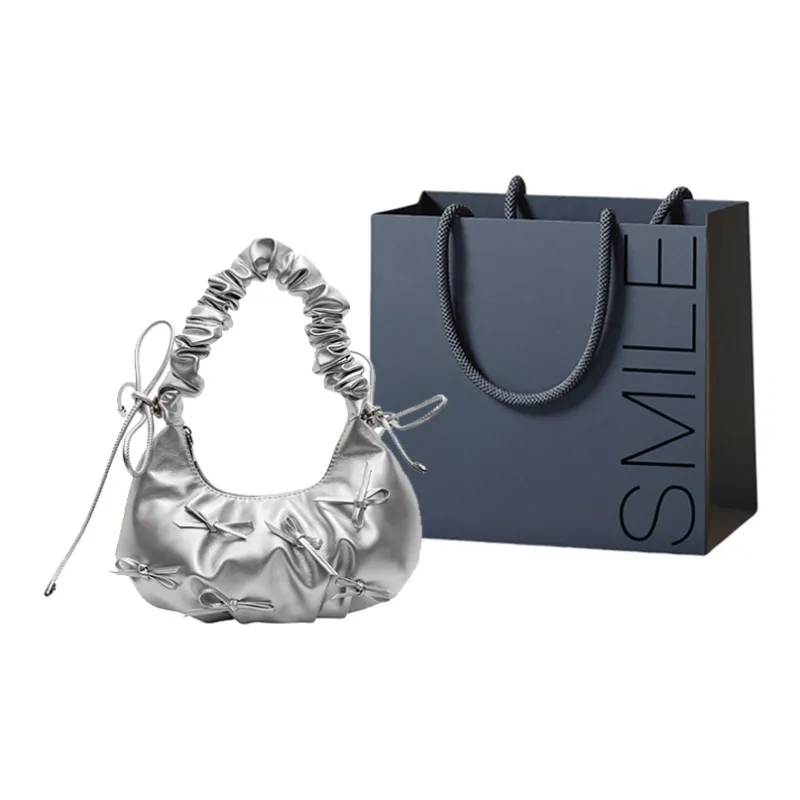 SWIMADE PU Shoulder Bag Women's Ecru/Silver/Black/Pink-12