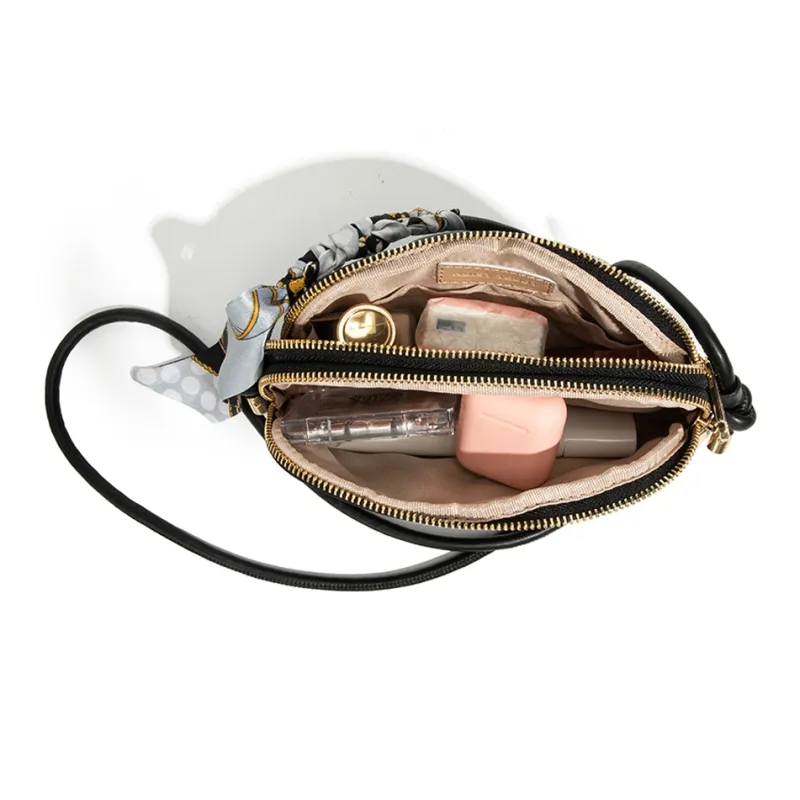 NOISY TEDDY PU Diamond Pattern Bag, Small Square Bag, Commute Bag, Crossbody Bag Regular Women's Black/Beige-2