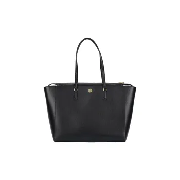 TORY BURCH Robinson Leather Tote Bag, Shopping Bag, Shoulder Bag, Handbag Women's Black