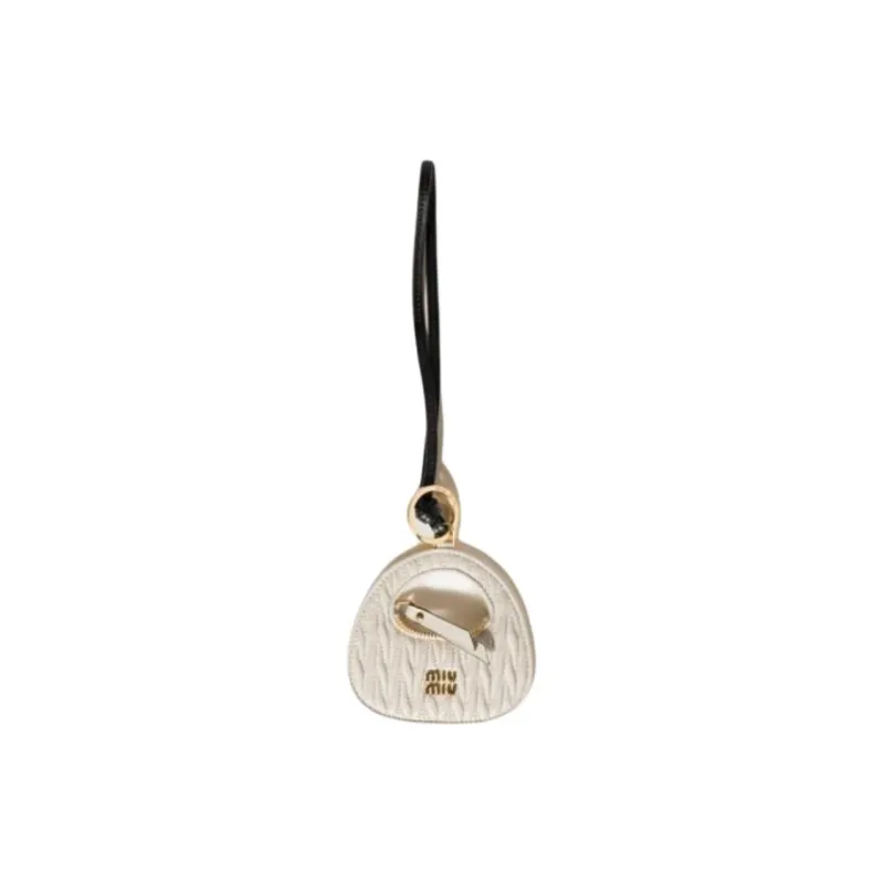 MIU MIU Wander Collection Matelassé Sheepskin Bag Charm Bag Merch Women's White-0