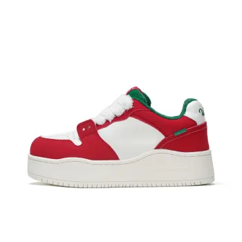 WANDER AROUND Anti Slip And Wear Resistant Height Increasing Low Top Skateboard Shoes Women's White Red