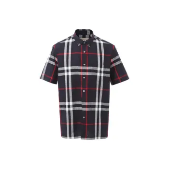 Burberry Shirts Men Dark Blue