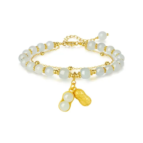YINCHIE 925 Sterling Silver Hetian Jade Bracelet White Jade/Pale Greenish White Jade Women's