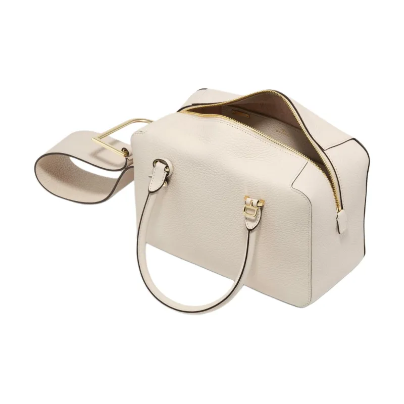 Delvau Cool Bo Grain Calfskin One Shoulder Handbags Medium Size Women's Ecru-4