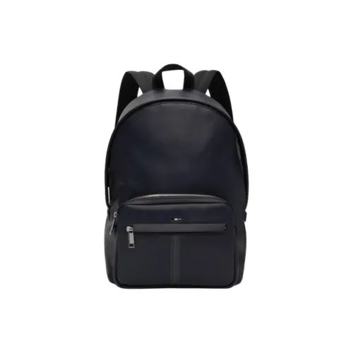 HUGO BOSS Faux Leather Backpack Men's Dark Blue