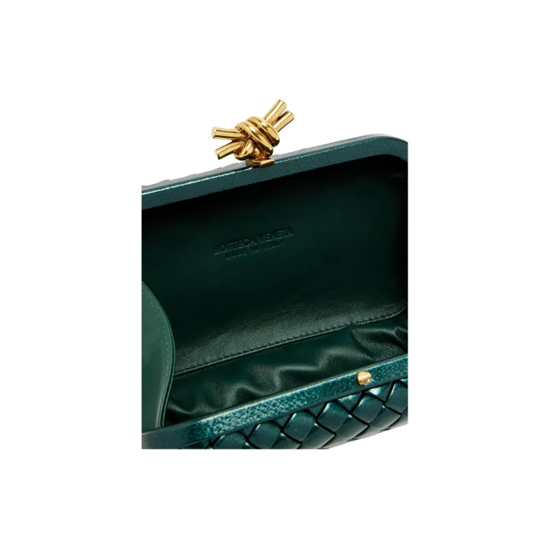 Bottega Veneta Knot Leather Clutch Women's Green-2