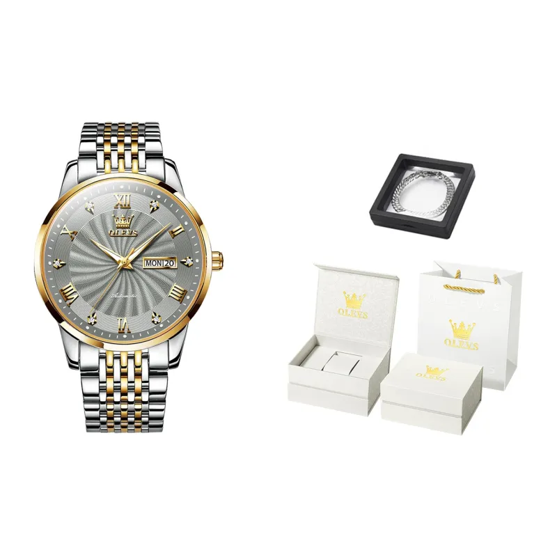OLEVS Automatic Mechanical Movement Watch Men's Watches White Dial-12