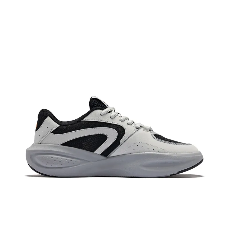 Erke Abrasion Resistant Breathable Coverage Low Top Casual Shoes Men's Jet Black White Dew Gray-1