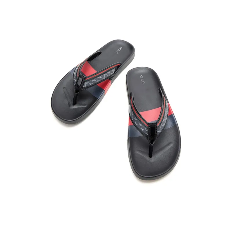 QIE Rubber Sole Flip Flops Men's Black-5
